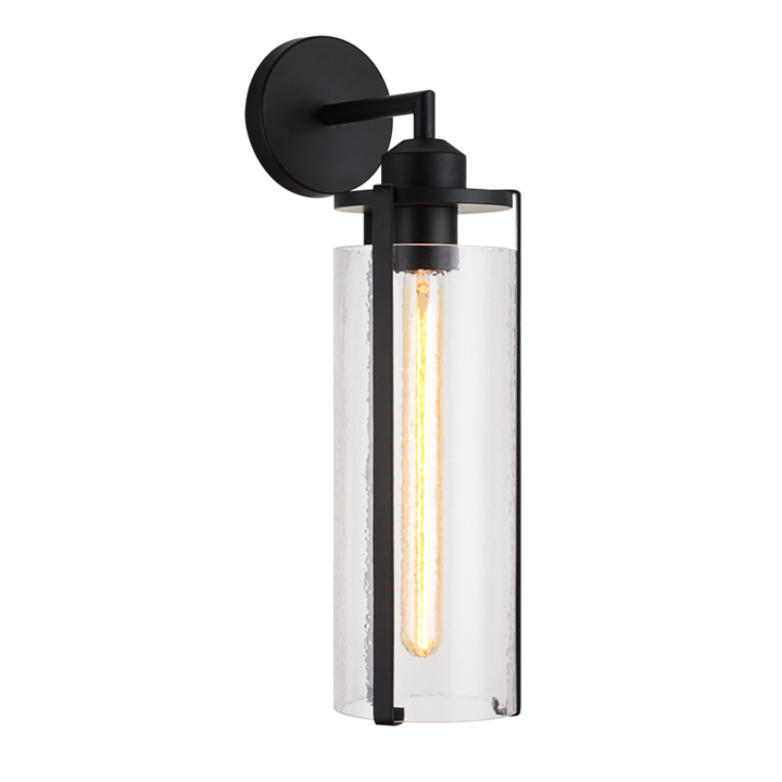 Steel Frame with Liquid Patterned Cylindrical Glass Shade Wall Sconce