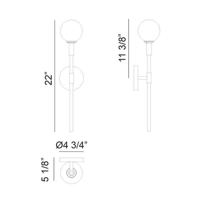Steel Arm with Glass Globe Wall Sconce