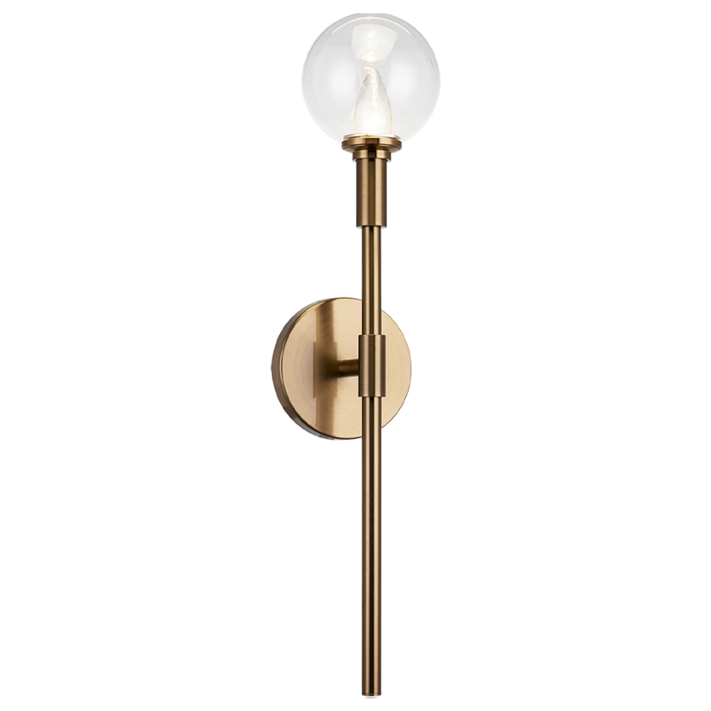 Steel Arm with Glass Globe Wall Sconce