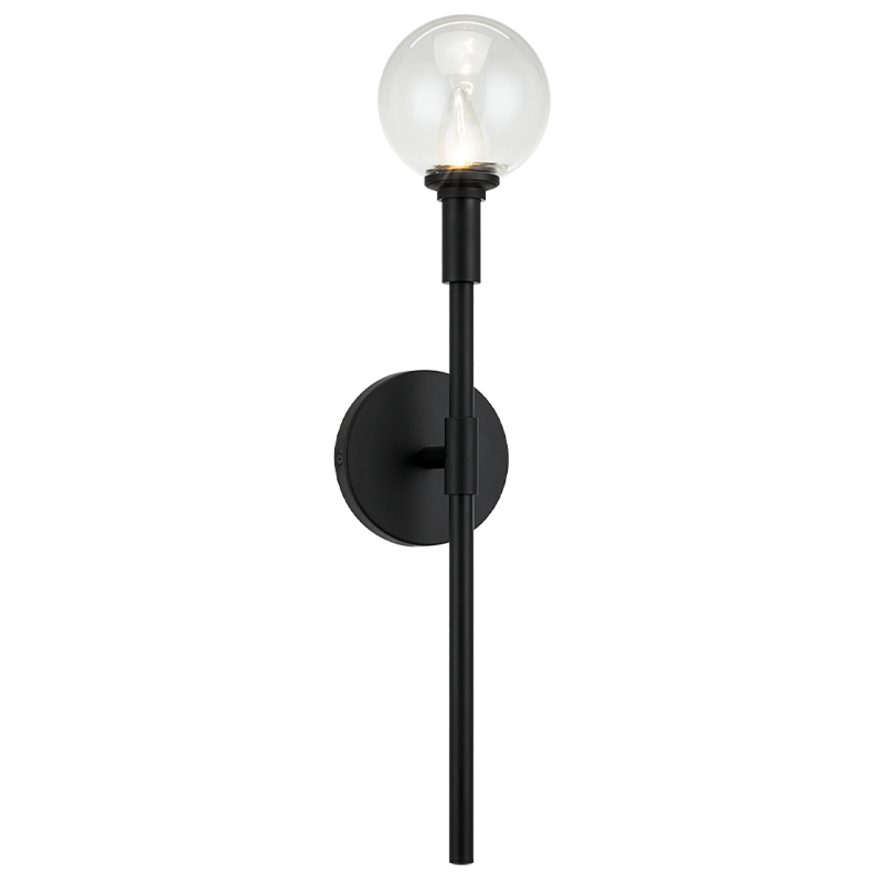 Steel Arm with Glass Globe Wall Sconce