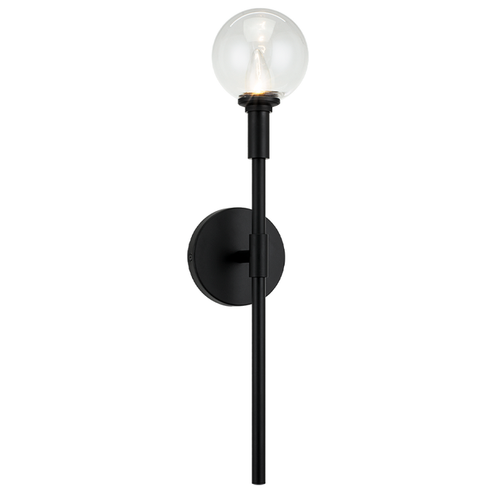 Steel Arm with Glass Globe Wall Sconce