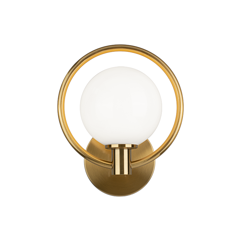 Steel Ring Frame with Opal Glass Globe Shade Adjustable Wall Sconce