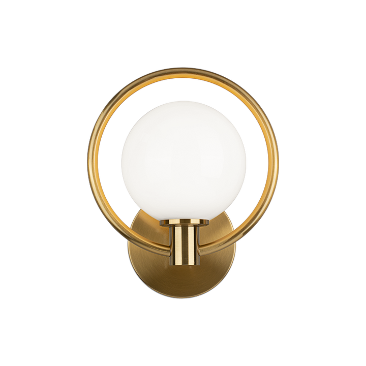 Steel Ring Frame with Opal Glass Globe Shade Adjustable Wall Sconce