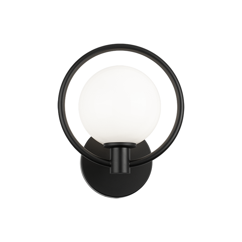 Steel Ring Frame with Opal Glass Globe Shade Adjustable Wall Sconce
