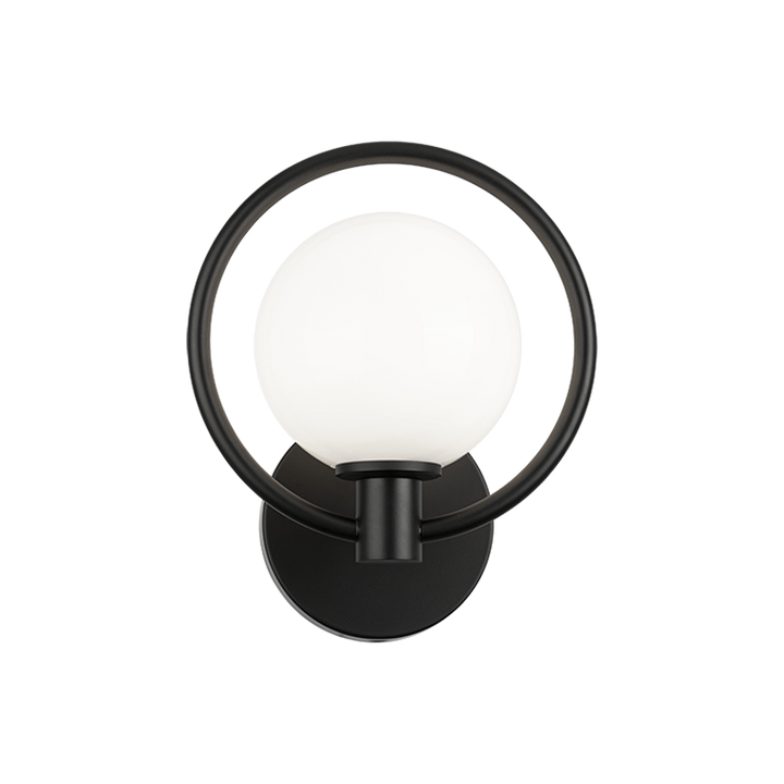 Steel Ring Frame with Opal Glass Globe Shade Adjustable Wall Sconce