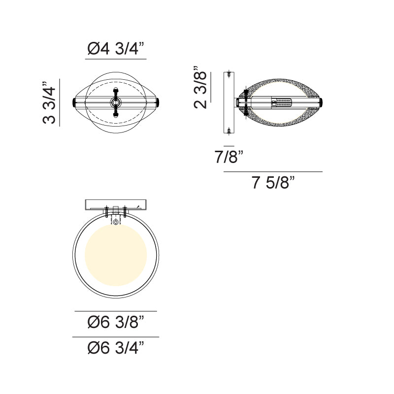Steel Frame with Opal Glass Diffuser Wall Sconce