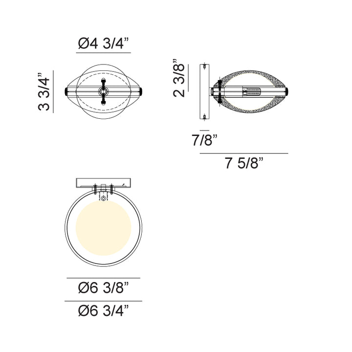 Steel Frame with Opal Glass Diffuser Wall Sconce