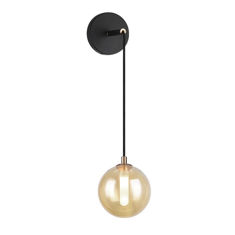 Steel Frame with Glass Globe Hanging Wall Sconce