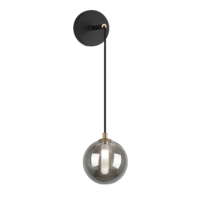 Steel Frame with Glass Globe Hanging Wall Sconce