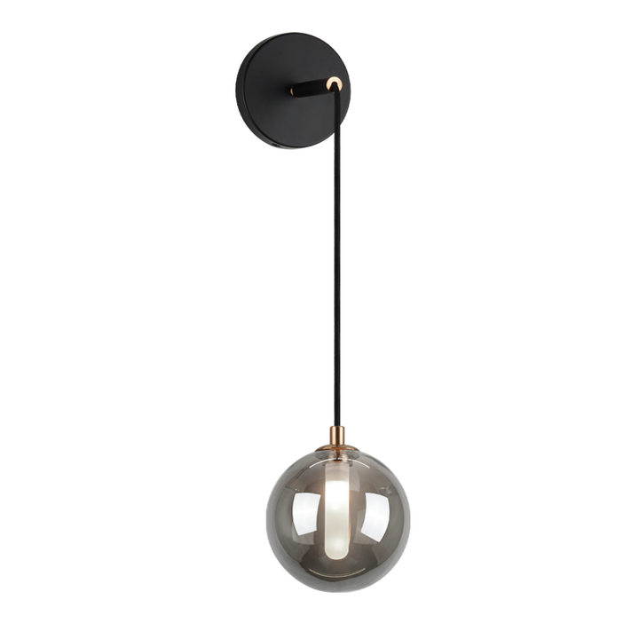Steel Frame with Glass Globe Hanging Wall Sconce