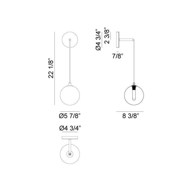 Steel Frame with Glass Globe Hanging Wall Sconce