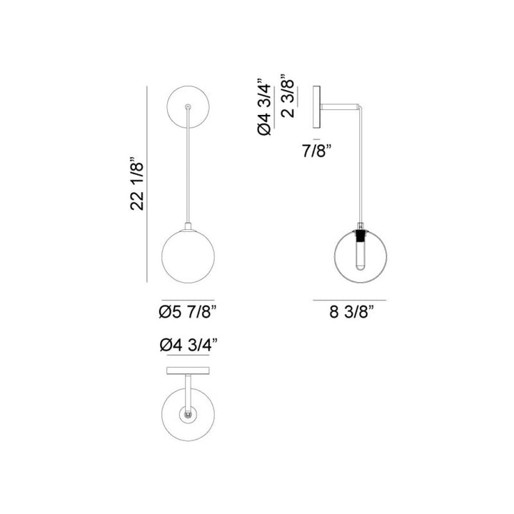 Steel Frame with Glass Globe Hanging Wall Sconce