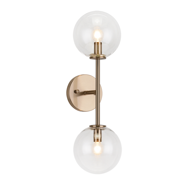 Steel Rod with Glass Globe Wall Sconce