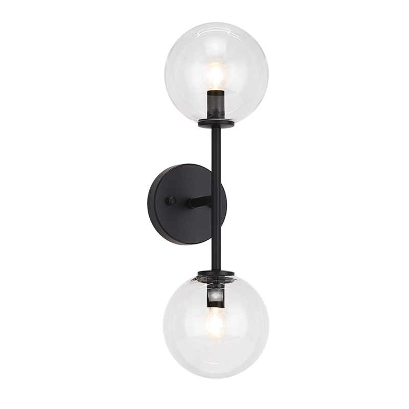 Steel Rod with Glass Globe Wall Sconce