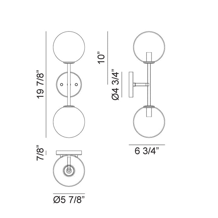 Steel Rod with Glass Globe Wall Sconce