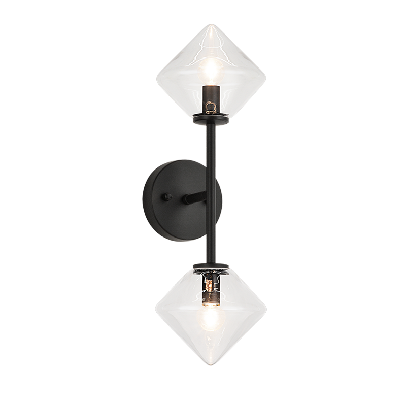 Steel Rod with Glass Shade Wall Sconce