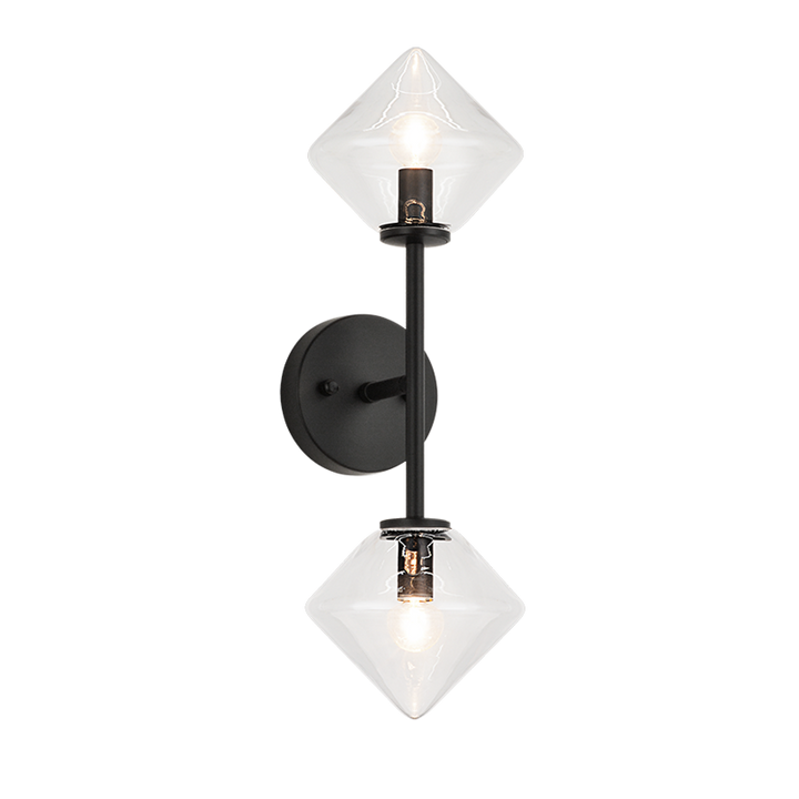 Steel Rod with Glass Shade Wall Sconce