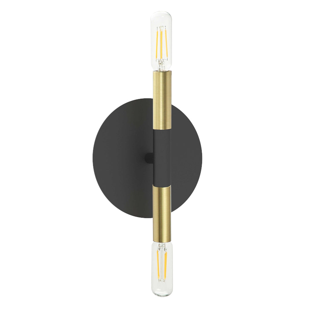 Wand 2 Light Incandescent Wall Sconce in Black & Aged Brass by Dainolite
