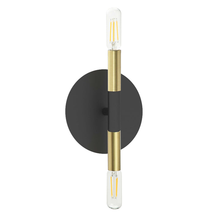 Wand 2 Light Incandescent Wall Sconce in Black & Aged Brass by Dainolite