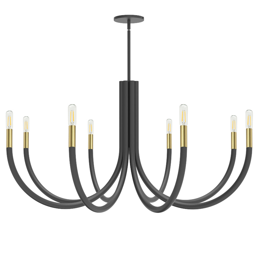 Wand 8 Light Chandelier in Black & Aged Brass by Dainolite