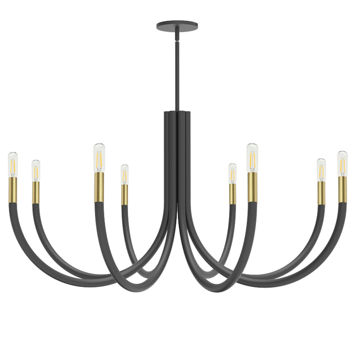 Wand 8 Light Chandelier in Black & Aged Brass by Dainolite