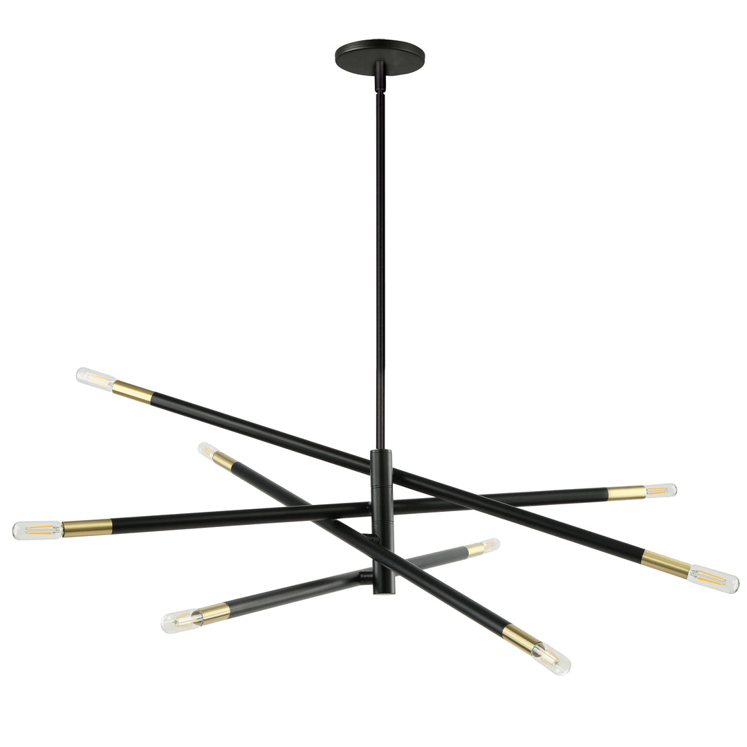 Wand 8 Light Incandescent Pendant (WAN-548P) in Black & Aged Brass by Dainolite