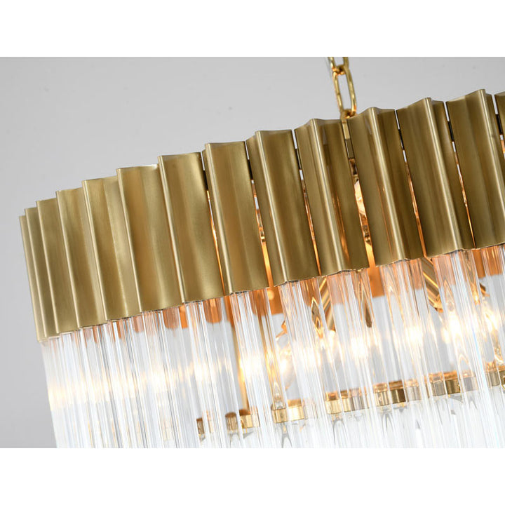 Round Stainless Steel Chandelier with Clear Hanging Crystals by Bethel - view 4