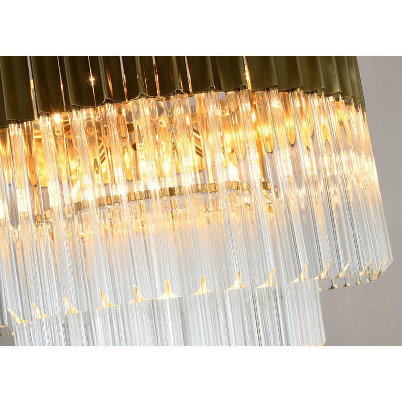 Round Stainless Steel Chandelier with Clear Hanging Crystals by Bethel - view 6