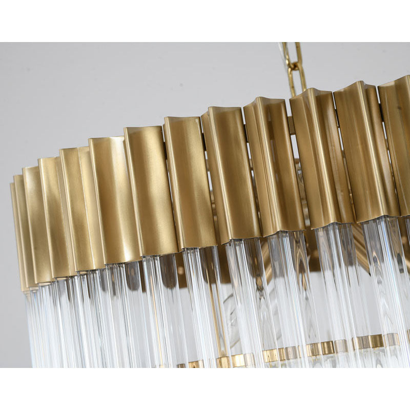 Round Stainless Steel Chandelier with Clear Hanging Crystals by Bethel - view 7