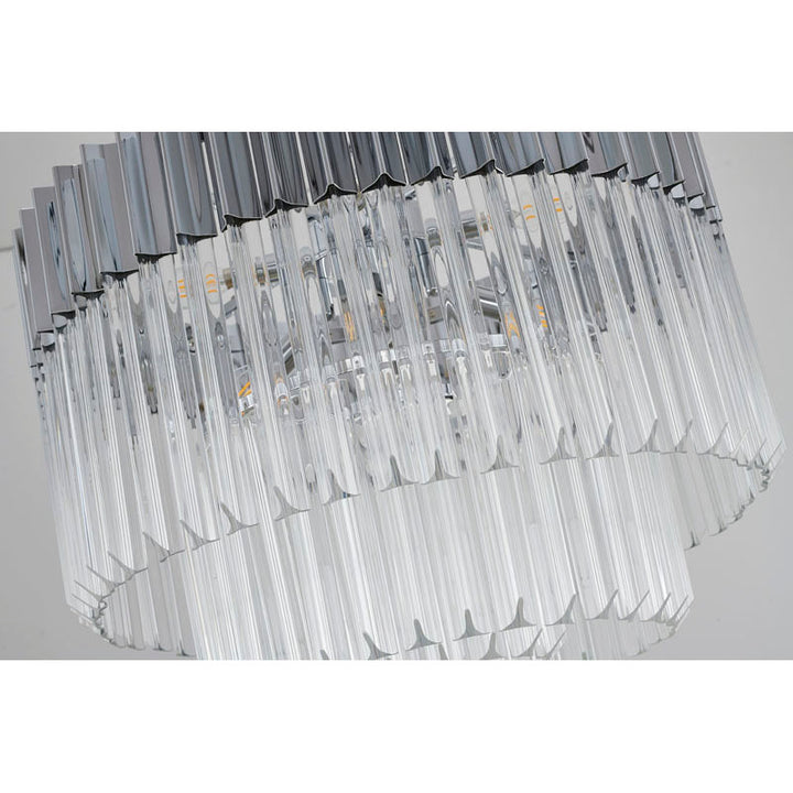 Round Stainless Steel Chandelier with Clear Hanging Crystals by Bethel - view 14