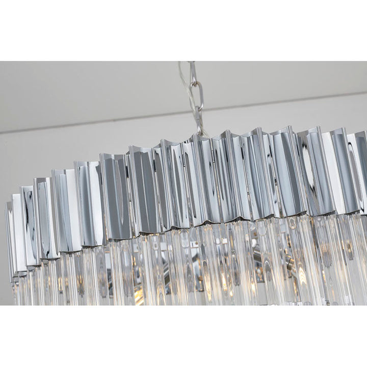 Round Stainless Steel Chandelier with Clear Hanging Crystals by Bethel - view 15