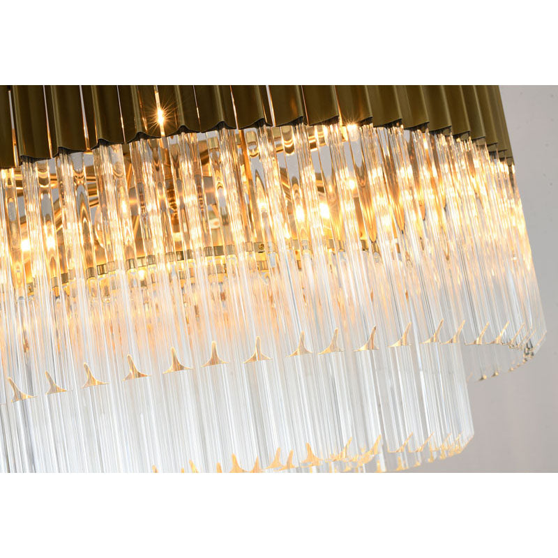 Round Stainless Steel Chandelier with Clear Hanging Crystals by Bethel - view 20