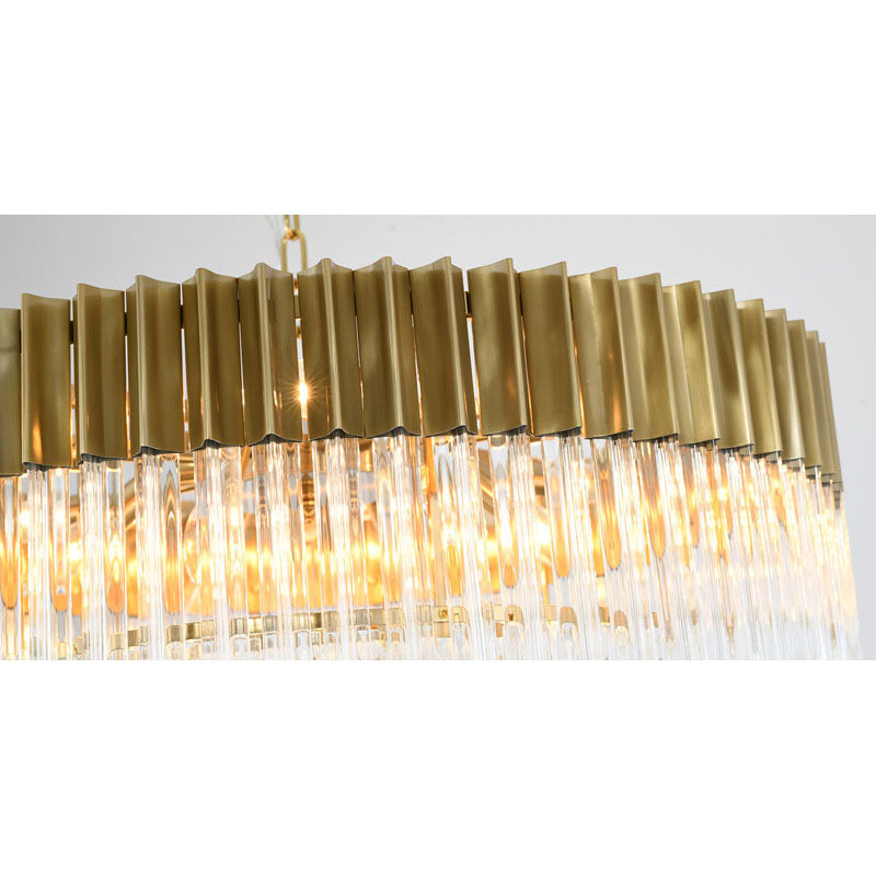 Round Stainless Steel Chandelier with Clear Hanging Crystals by Bethel - view 21