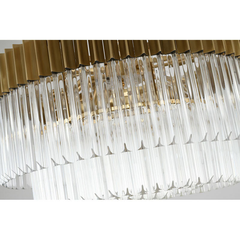 Round Stainless Steel Chandelier with Clear Hanging Crystals by Bethel - view 22