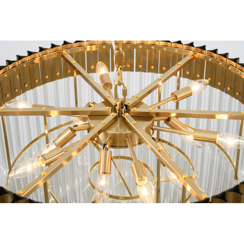 Round Stainless Steel Chandelier with Clear Hanging Crystals by Bethel - view 23