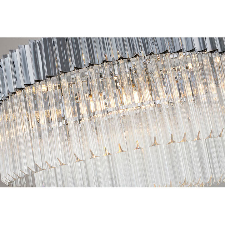 Round Stainless Steel Chandelier with Clear Hanging Crystals by Bethel - view 31