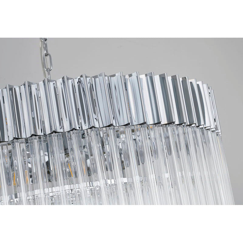 Round Stainless Steel Chandelier with Clear Hanging Crystals by Bethel - view 32