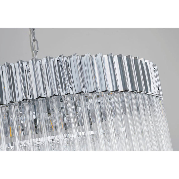 Round Stainless Steel Chandelier with Clear Hanging Crystals by Bethel - view 32