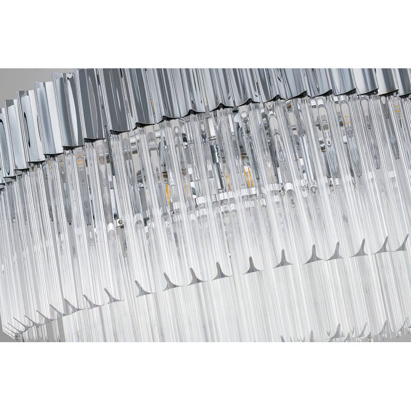 Round Stainless Steel Chandelier with Clear Hanging Crystals by Bethel - view 33