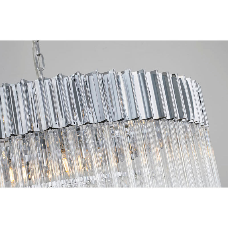 Round Stainless Steel Chandelier with Clear Hanging Crystals by Bethel - view 34