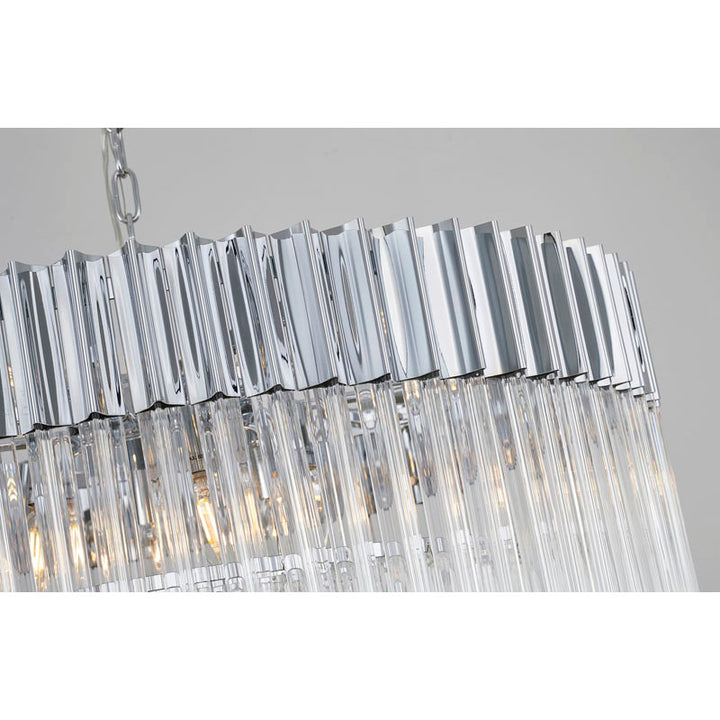 Round Stainless Steel Chandelier with Clear Hanging Crystals by Bethel - view 34