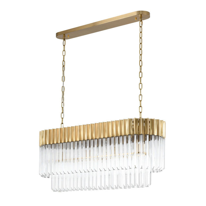 Oval Stainless Steel Frame Chandelier with Clear Hanging Crystals by Bethel - view 2