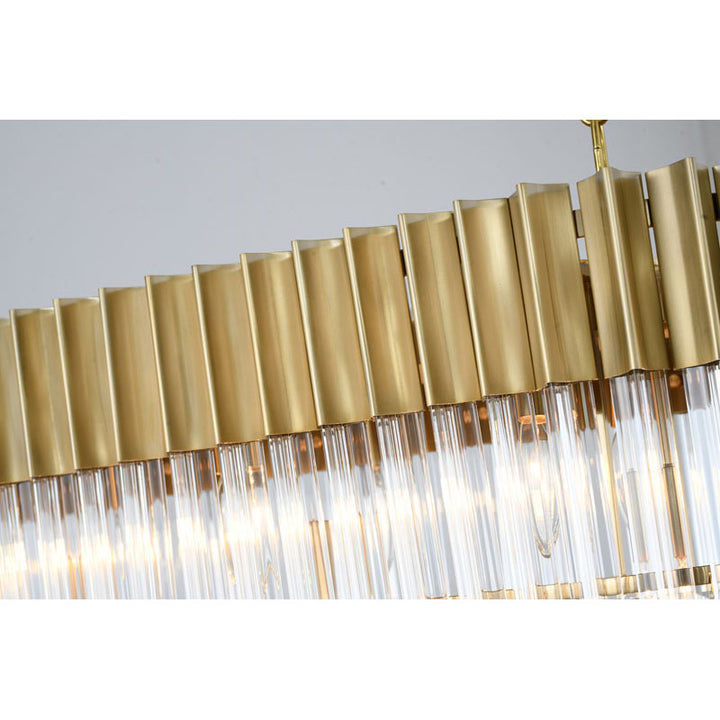 Oval Stainless Steel Frame Chandelier with Clear Hanging Crystals by Bethel - view 3