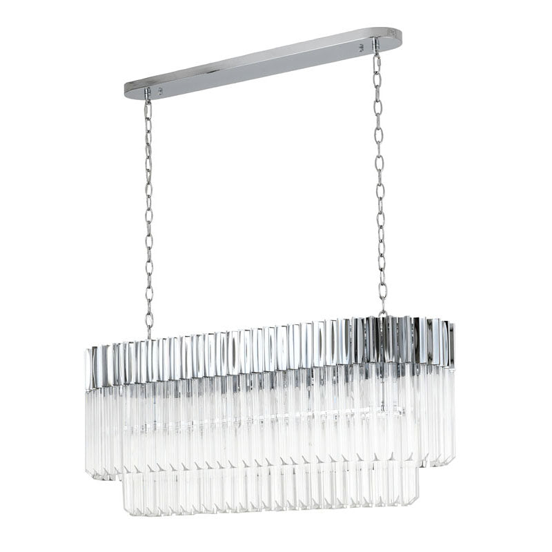 Oval Stainless Steel Frame Chandelier with Clear Hanging Crystals by Bethel - view 9