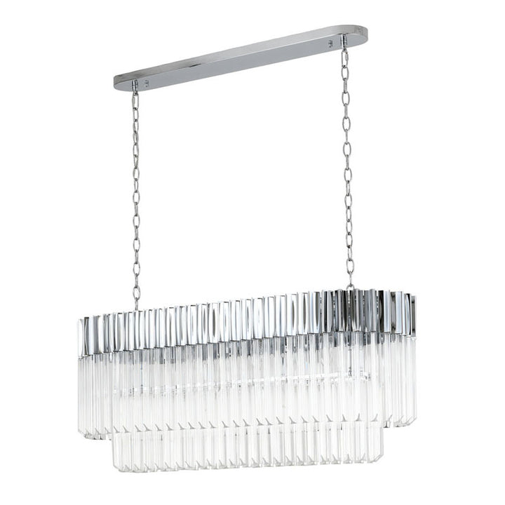 Oval Stainless Steel Frame Chandelier with Clear Hanging Crystals by Bethel - view 9