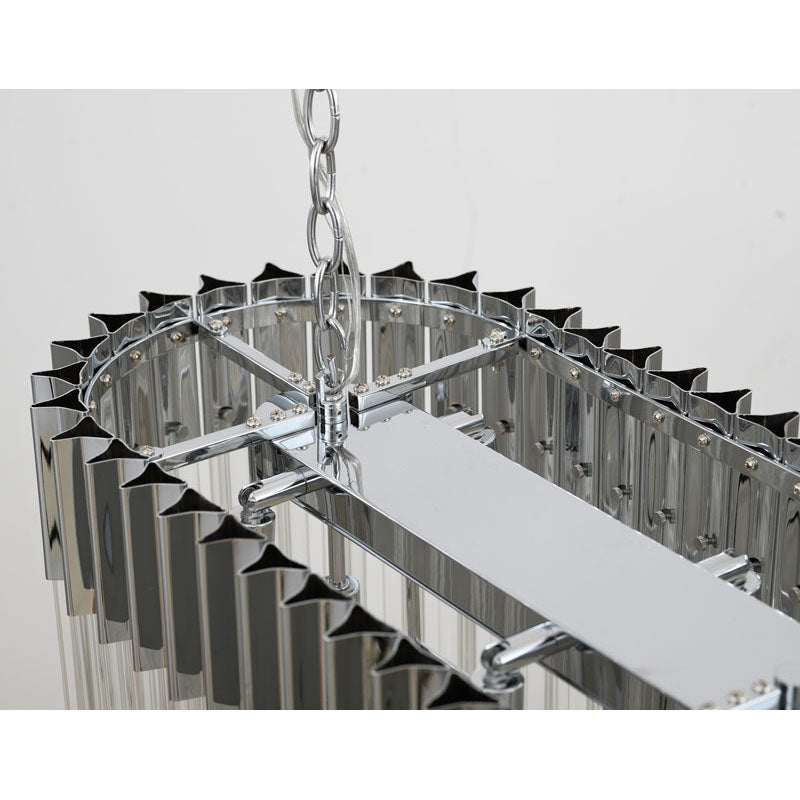 Oval Stainless Steel Frame Chandelier with Clear Hanging Crystals by Bethel - view 10