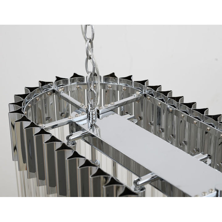 Oval Stainless Steel Frame Chandelier with Clear Hanging Crystals by Bethel - view 10