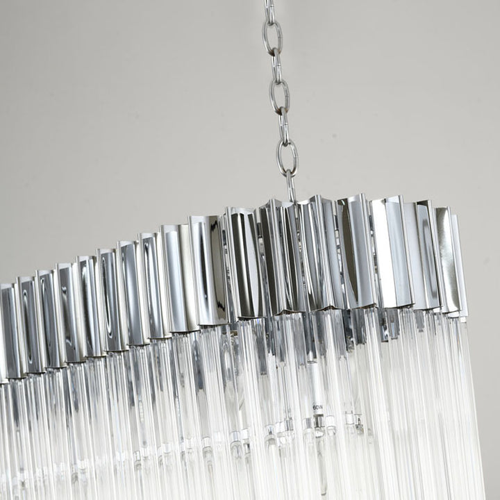 Oval Stainless Steel Frame Chandelier with Clear Hanging Crystals by Bethel - view 13