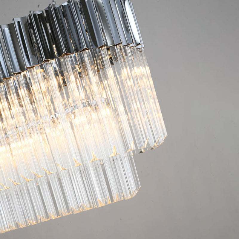 Oval Stainless Steel Frame Chandelier with Clear Hanging Crystals by Bethel - view 15