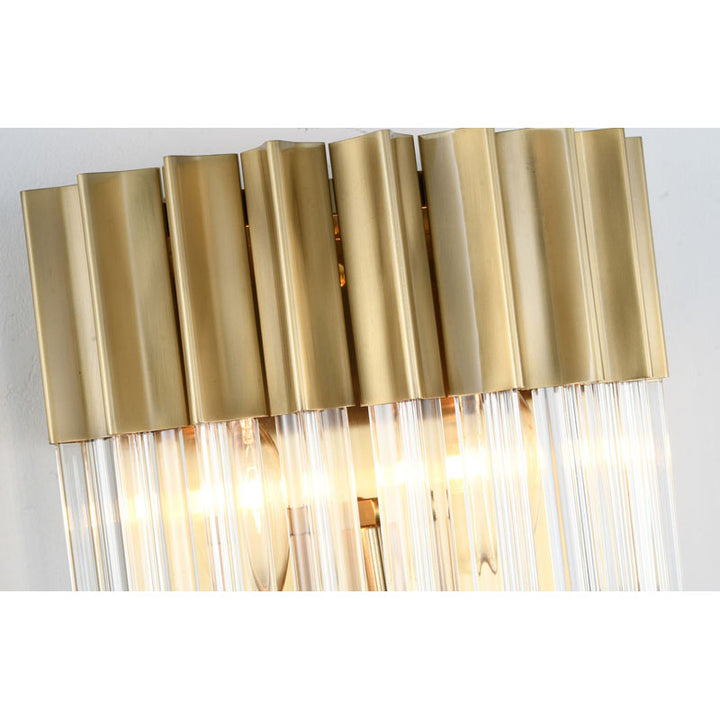 Stainless Steel Frame Wall Sconce with Clear Hanging Crystals by Bethel - view 2